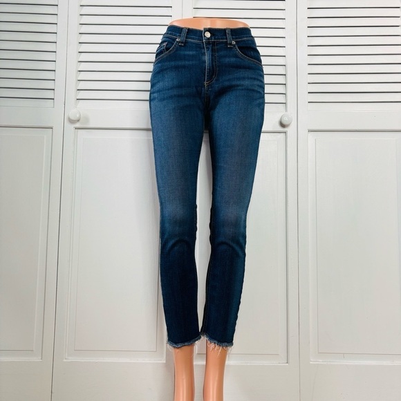 RAG & BONE Blue Capris Raw Hem Jeans Size 29 - Picture 1 of 9